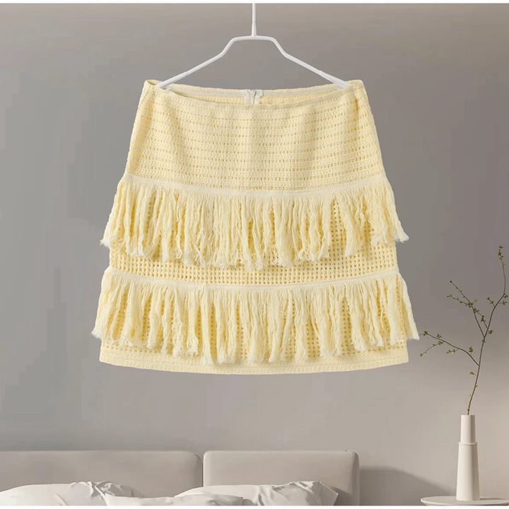 Sexy Beading Halter Bikini Mini Skirt Sets Women Backless Twist Crop Top High Waist Hip Package Skirts 2025 Spring Lady Outfit - Vogue Vista UK