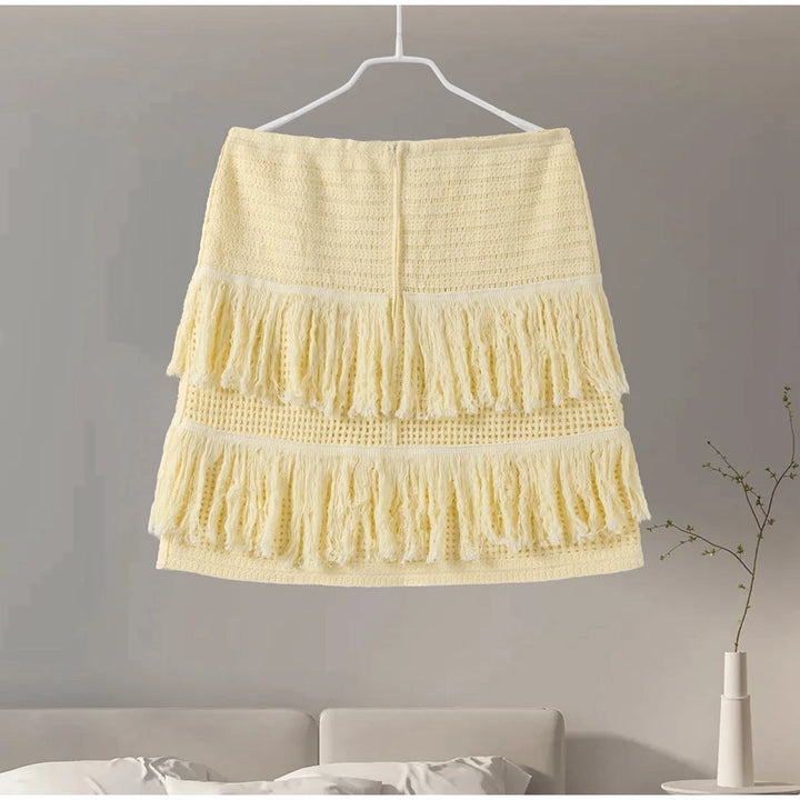 Sexy Beading Halter Bikini Mini Skirt Sets Women Backless Twist Crop Top High Waist Hip Package Skirts 2025 Spring Lady Outfit - Vogue Vista UK
