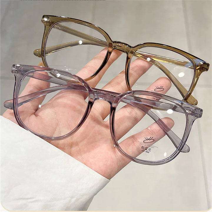 Retro Square Glasses Ultra-light Transparent Frame Eyewear Anti-blue Light Flat Glasses Korean Popular Decoration Eyeglasses - Vogue Vista UK
