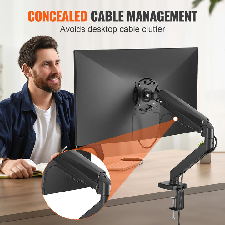 VEVOR Single/ Dual/ Triple Monitor Mount for Screens Gas Spring Monitor Arm Desk Mount with C-Clamp and Grommet Mounting Base - Vogue Vista UK