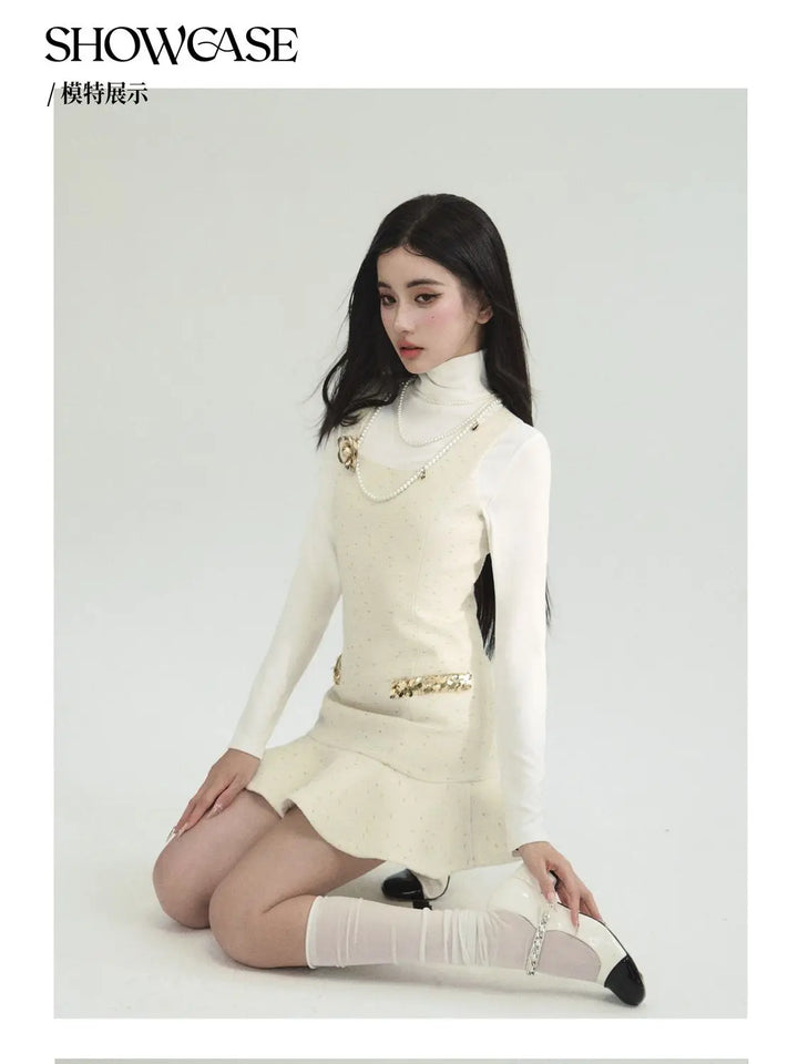 Autumn Women Clothing High end Socialite Temperament Cloak Camisole Dress Set Slimming Short Dress Two Piece Sets Women Outfits - Vogue Vista UK