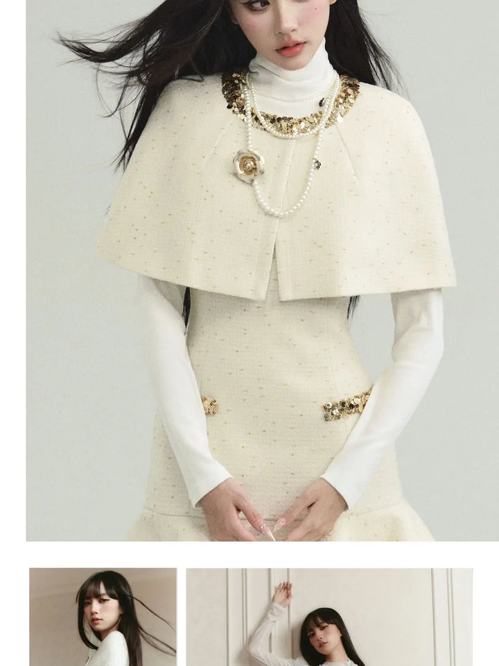 Autumn Women Clothing High end Socialite Temperament Cloak Camisole Dress Set Slimming Short Dress Two Piece Sets Women Outfits - Vogue Vista UK