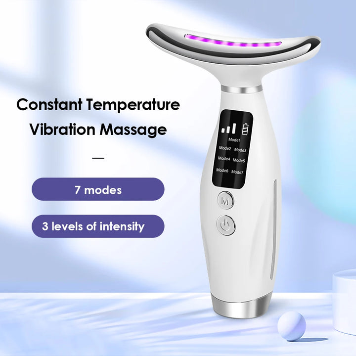 EMS Micro-current Neck Face Beauty Device LED IPL Skin Rejuvenation Cleaning Double Chin Removal Facial Lifting Firming Massager - Vogue Vista UK