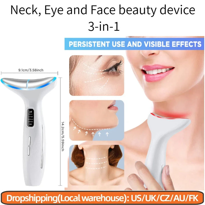 EMS Micro-current Neck Face Beauty Device LED IPL Skin Rejuvenation Cleaning Double Chin Removal Facial Lifting Firming Massager - Vogue Vista UK