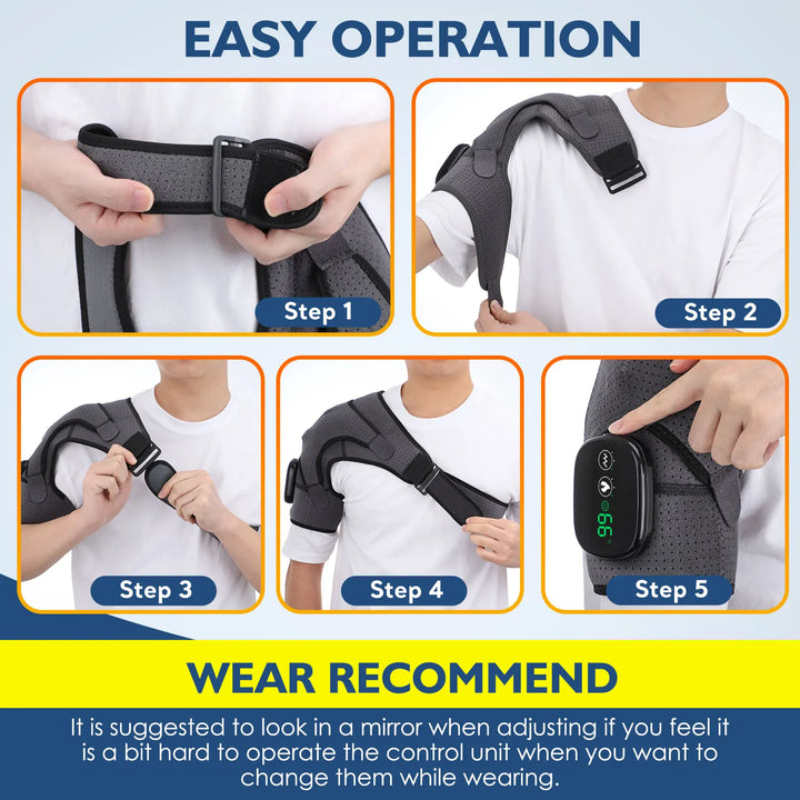 Electric Shoulder Temperature Massager Heating Pad Vibration Massage Support Belt Arthritis Relief Thermal Shoulder Brace - Vogue Vista UK