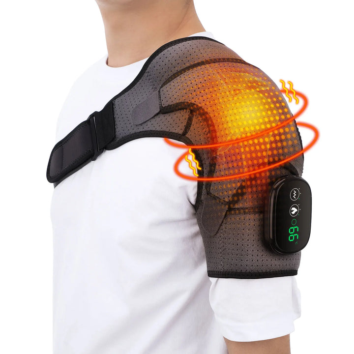 Electric Shoulder Temperature Massager Heating Pad Vibration Massage Support Belt Arthritis Relief Thermal Shoulder Brace - Vogue Vista UK