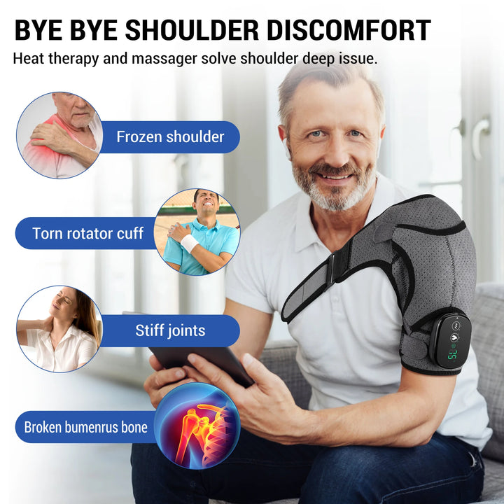 Electric Shoulder Temperature Massager Heating Pad Vibration Massage Support Belt Arthritis Relief Thermal Shoulder Brace - Vogue Vista UK
