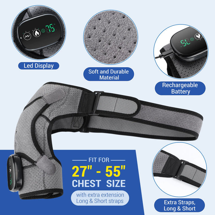 Electric Shoulder Temperature Massager Heating Pad Vibration Massage Support Belt Arthritis Relief Thermal Shoulder Brace - Vogue Vista UK