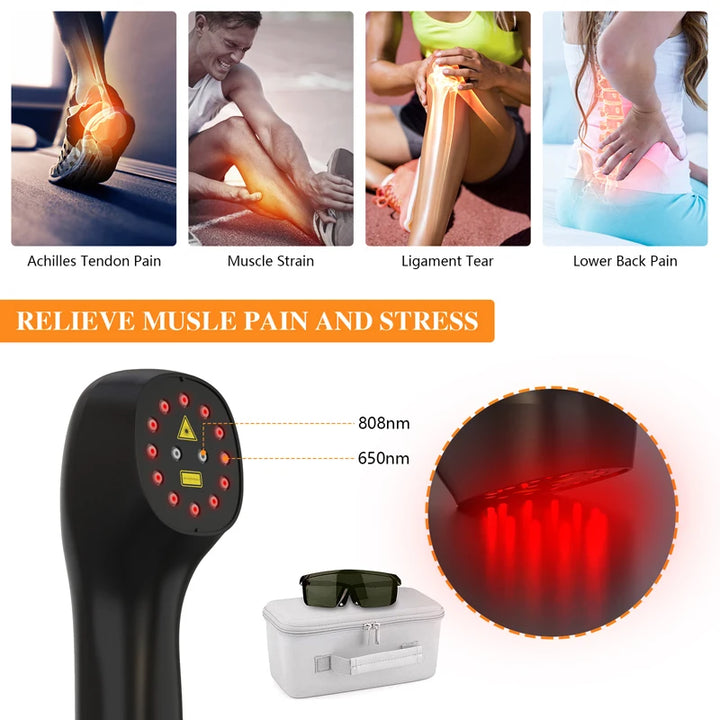 KTS 2X808nm Laser Therapy Device for Body Pain Relief Keen Pain Shoulder Sport Injuries Arthritis For Human Pet Wounds Healing - Vogue Vista UK