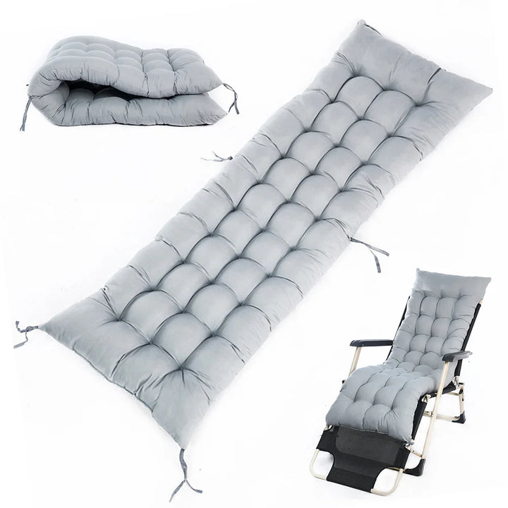 10CM Thick Premium Outdoor Sun Lounger Cushion Pad ,UV Resistant Non-Slip Polyester Fabric with Hip Support Design, Grey - Vogue Vista UK