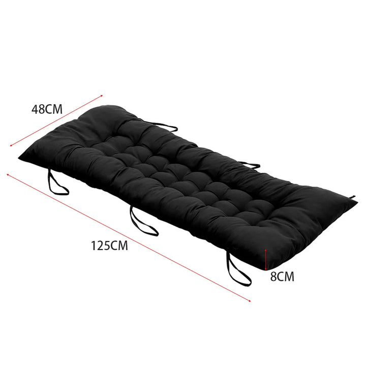 125cm Thick Soft Comfortable Chaise Lounge Chair Cushion, Black - Vogue Vista UK