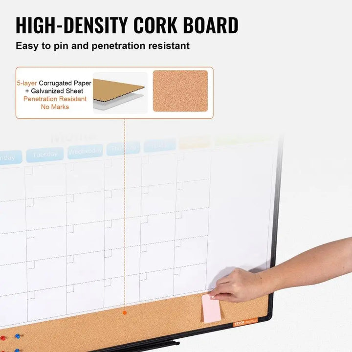 36x24 Aluminum Frame Monthly Calendar Whiteboard & Cork Board Set - Dual Use Planning Solution - Vogue Vista UK