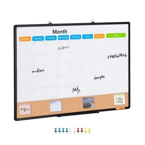 36x24 Aluminum Frame Monthly Calendar Whiteboard & Cork Board Set - Dual Use Planning Solution - Vogue Vista UK
