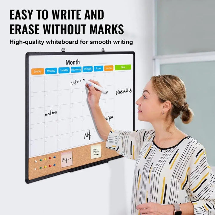 36x24 Aluminum Frame Monthly Calendar Whiteboard & Cork Board Set - Dual Use Planning Solution - Vogue Vista UK