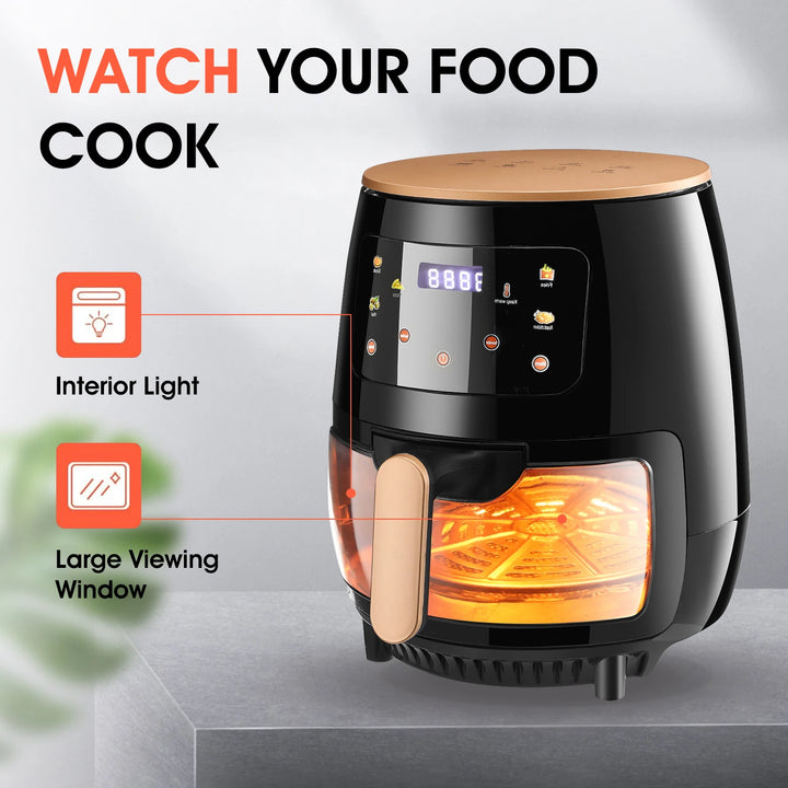 Air Fryer, 6QT Airfryer Viewing Window Cooker Digital Display 6 Cooking Presets - Vogue Vista UK