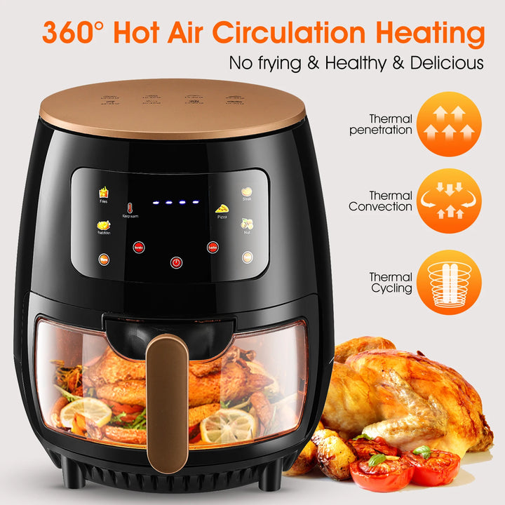 Air Fryer, 6QT Airfryer Viewing Window Cooker Digital Display 6 Cooking Presets - Vogue Vista UK