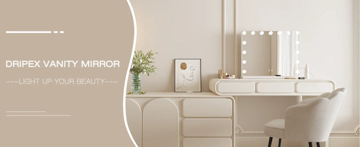 Bluetooth Hollywood Vanity Mirror with Lights, 58 × 45 cm Large LED Makeup Mirror with 15 Dimmable Bulbs, 3 Color Modes,USB Port - Vogue Vista UK