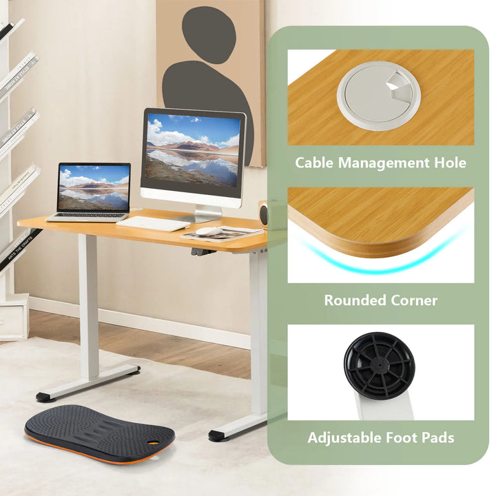 GOFLAME Electric Standing Desk, Ergonomic Sit Stand Computer Desk, Built-in Cable Management Hole, Button Controller - Vogue Vista UK