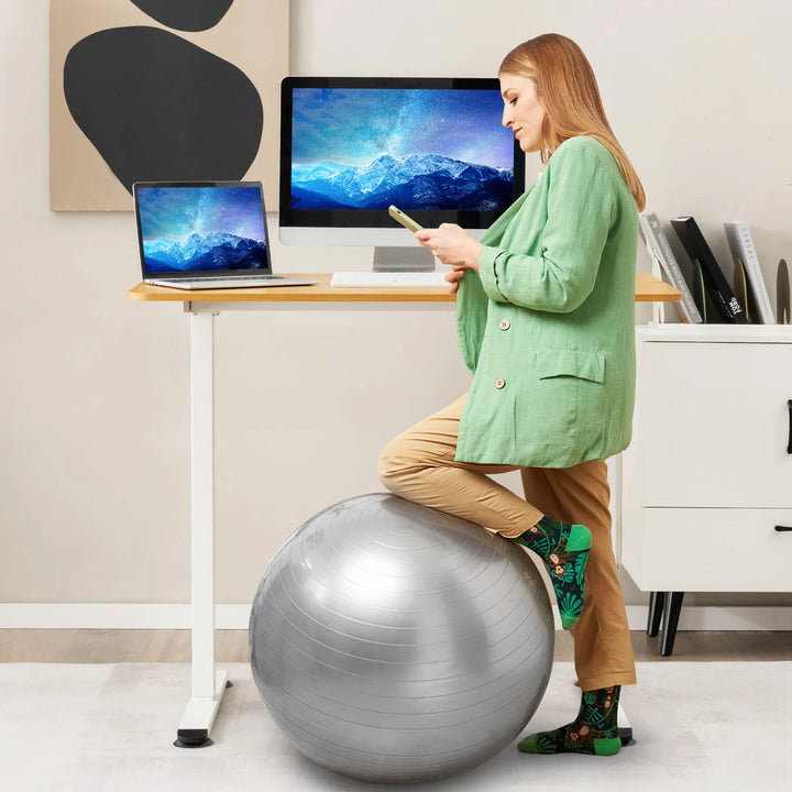 GOFLAME Electric Standing Desk, Ergonomic Sit Stand Computer Desk, Built-in Cable Management Hole, Button Controller - Vogue Vista UK