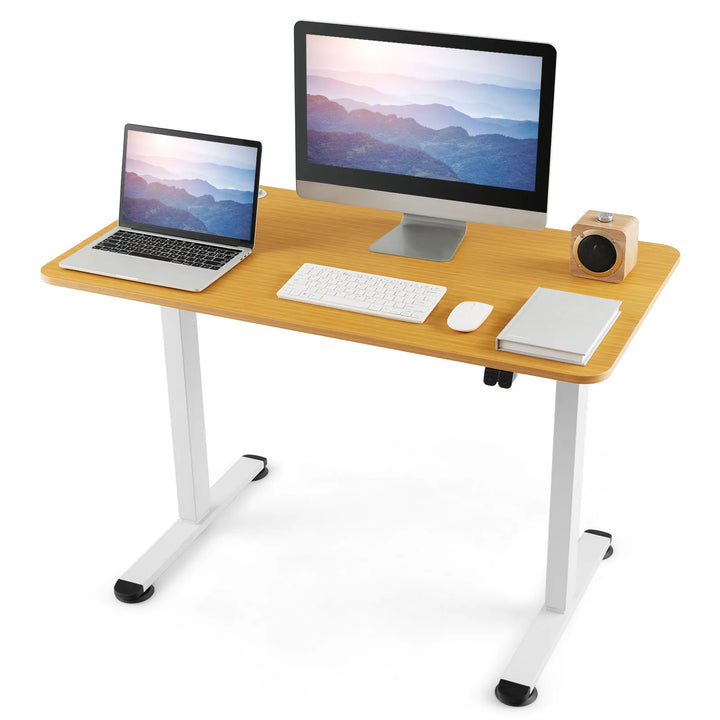 GOFLAME Electric Standing Desk, Ergonomic Sit Stand Computer Desk, Built-in Cable Management Hole, Button Controller - Vogue Vista UK