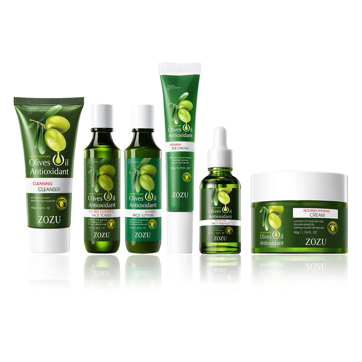Olive Oil Antioxidant Skin Care Set 6-in-1With Facial Cleanser, Face Cream, Eye Cream, Lotion,Toner,Serum,Care Travel Facial Kit - Vogue Vista UK