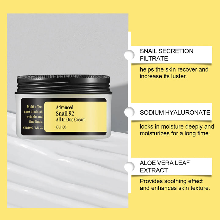 OUHOE Advanced Snail 92 All In One Cream - Deep Moisturize, Anti - aging, Light Texture, Travel - friendly, Gift - suitable - Vogue Vista UK