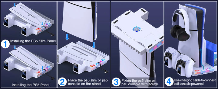 BEBONCOOL S3000 Cooling Vertical Stand For PlayStation 5 Slim DualSense Charger - Vogue Vista UK