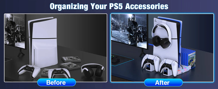 BEBONCOOL S3000 Cooling Vertical Stand For PlayStation 5 Slim DualSense Charger - Vogue Vista UK