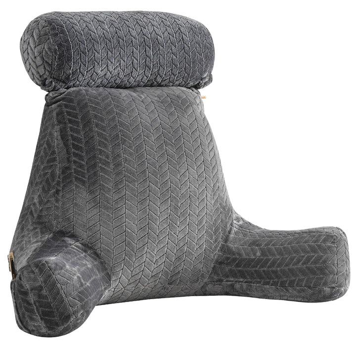 XXL Adult Reading Pillow Back Pillow for Sitting in Bed Backrest Lounge Cushion with Arms Pockets Back Support Bed Rest Pillow - Vogue Vista UK