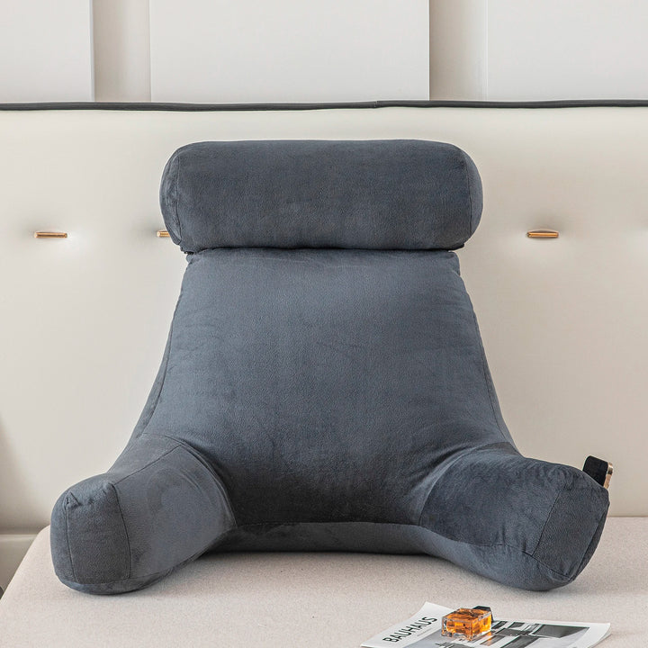 XXL Adult Reading Pillow Back Pillow for Sitting in Bed Backrest Lounge Cushion with Arms Pockets Back Support Bed Rest Pillow - Vogue Vista UK