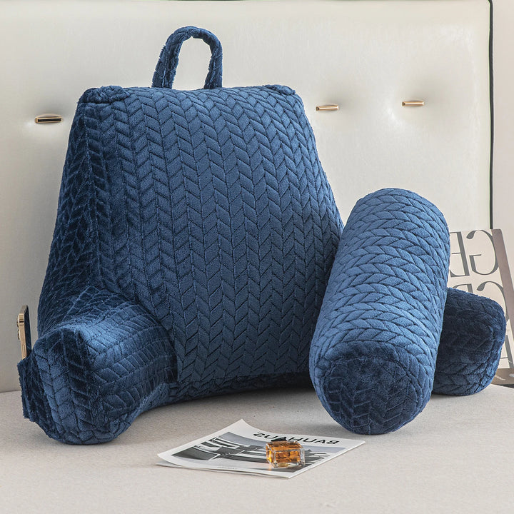 XXL Adult Reading Pillow Back Pillow for Sitting in Bed Backrest Lounge Cushion with Arms Pockets Back Support Bed Rest Pillow - Vogue Vista UK