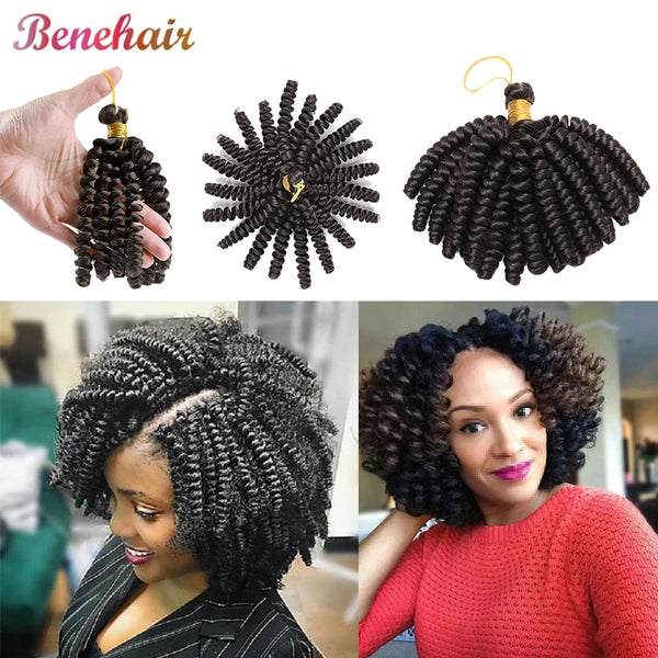 Benehair 6inch Short Jamacican Braids Crochet Hair Synthetic Ombre Black Brown Wine Red Curly Crochet braids for black women - Vogue Vista UK
