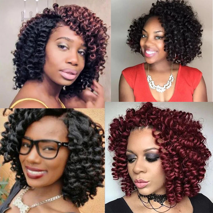 Benehair 6inch Short Jamacican Braids Crochet Hair Synthetic Ombre Black Brown Wine Red Curly Crochet braids for black women - Vogue Vista UK