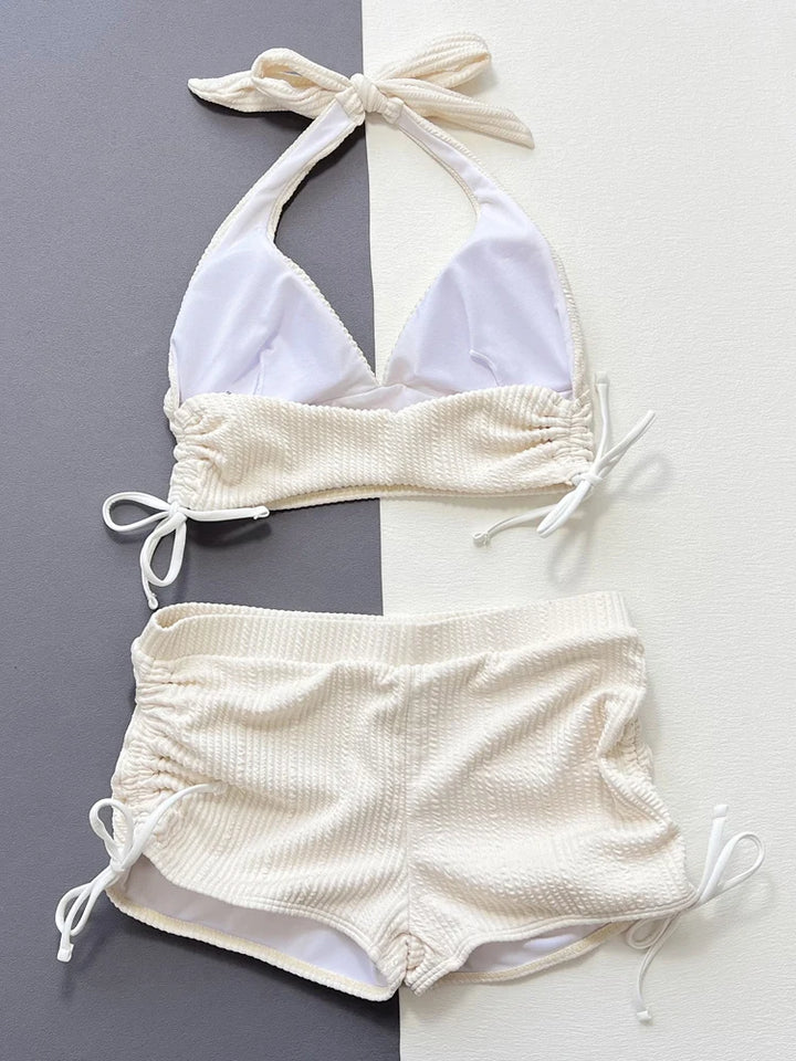 Vigoashely 2025 Sexy White Tied Halter Bikini Set High Waist Push Up Swimsuit Women Backless Swimwear Beach Summer Bathing Suit - Vogue Vista UK