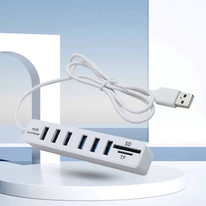 Hub Multi Splitter Port High Speed Transmission USB 6 Port Memory TF Docking Station Plug and Play for Mobile Hard Drive - Vogue Vista UK
