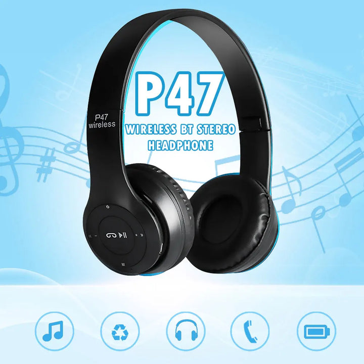 P47 Wireless Over Ear Headset Noise Cancelling Bluetooth-Compatible 5.0 Sports Game Headset Support Hands-Free for Smartphone - Vogue Vista UK