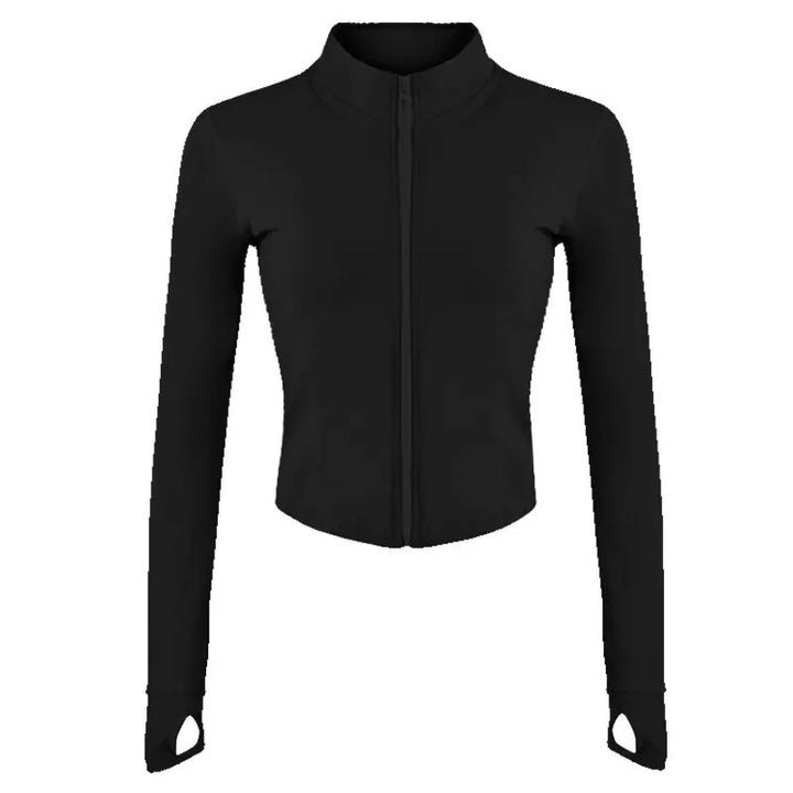 Womens Tracksuit Jacket Slim Fit Long Sleeved Fitness Coat Yoga Crop Tops With Thumb Holes Gym Jacket Workout Sweatshirts Baki - Vogue Vista UK