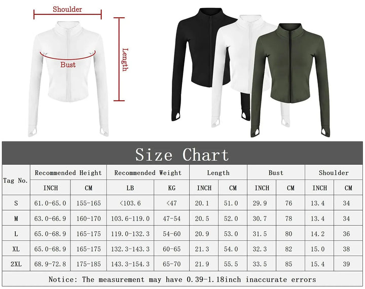 Womens Tracksuit Jacket Slim Fit Long Sleeved Fitness Coat Yoga Crop Tops With Thumb Holes Gym Jacket Workout Sweatshirts Baki - Vogue Vista UK