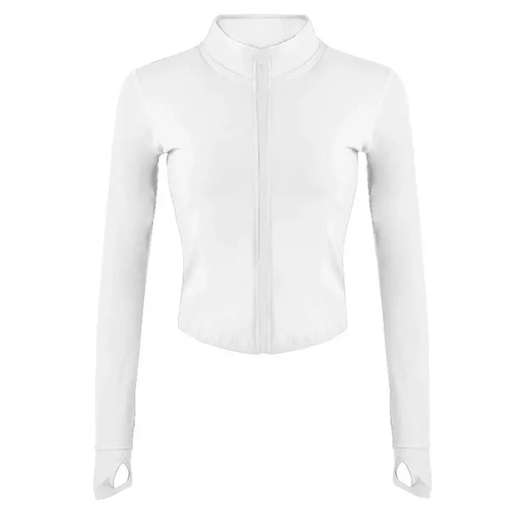 Womens Tracksuit Jacket Slim Fit Long Sleeved Fitness Coat Yoga Crop Tops With Thumb Holes Gym Jacket Workout Sweatshirts Baki - Vogue Vista UK