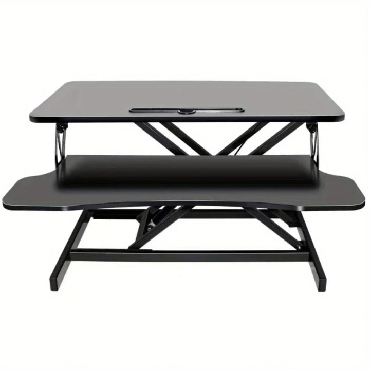 Rocelco 32" Dual Monitor Riser - Height Adjustable Standing Desk Converter with Pneumatic Lift and Keyboard Tray - Vogue Vista UK