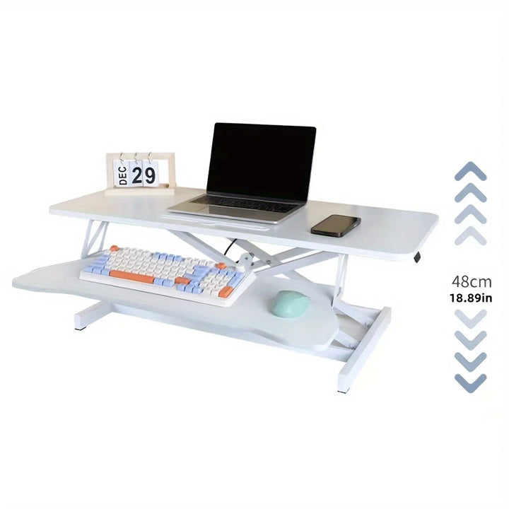 Rocelco 32" Dual Monitor Riser - Height Adjustable Standing Desk Converter with Pneumatic Lift and Keyboard Tray - Vogue Vista UK