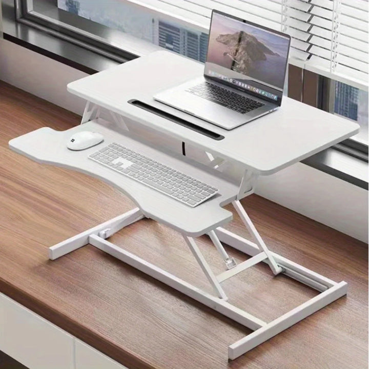 Rocelco 32" Dual Monitor Riser - Height Adjustable Standing Desk Converter with Pneumatic Lift and Keyboard Tray - Vogue Vista UK