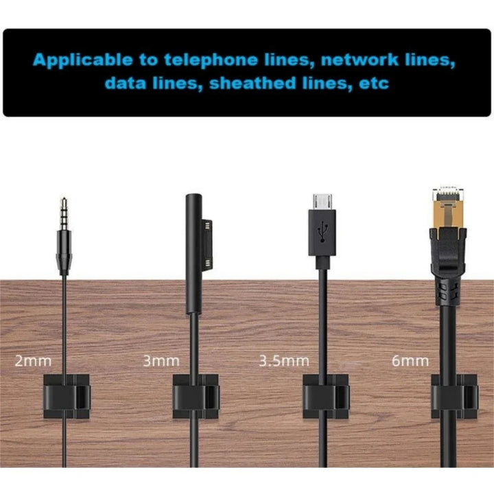 10x Cable Wire Management Adhesive Cable Clips Wire Holder Organizer Cord Organizer - Vogue Vista UK