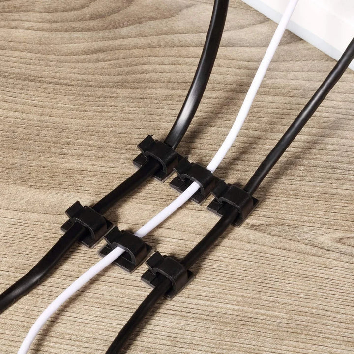 10x Cable Wire Management Adhesive Cable Clips Wire Holder Organizer Cord Organizer - Vogue Vista UK