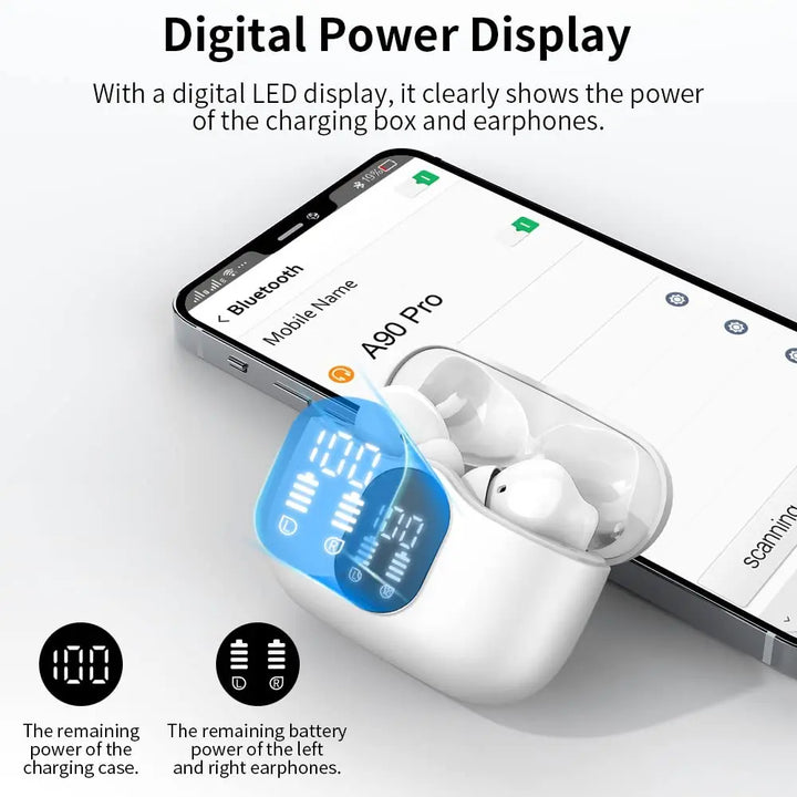 Wireless Earbuds with Bluetooth 5.3, In-Ear Headphones Featuring 4 ENC Mics and 36 Hours of Playtime, LED Display Included. - Vogue Vista UK