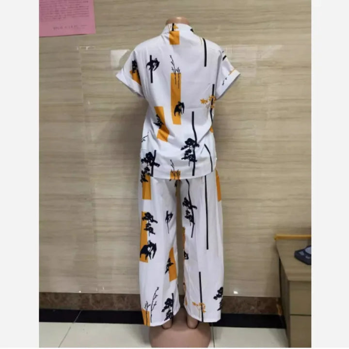 African Fashion Pants Set Women Blouse Straight Trousers Two Piece Set Woman Shirt Tracksuit Set Summer Top Matching Sets - Vogue Vista UK