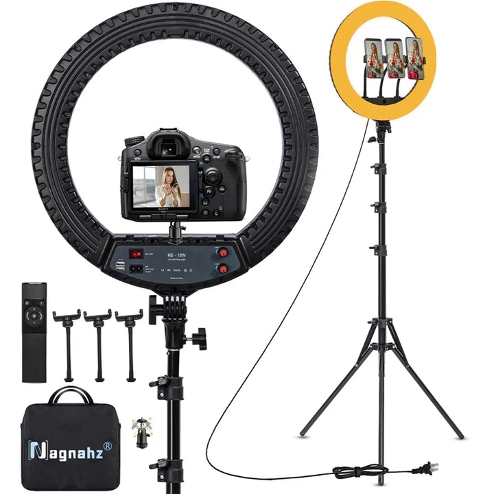 18 inch Ring Light with Tripod Stand 55W 3000-5800K CRI 90 Photo Studio Light for Vlog Video Shooting Makeup Selfie Ring Light - Vogue Vista UK