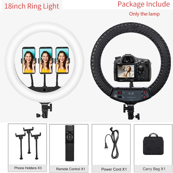 18 inch Ring Light with Tripod Stand 55W 3000-5800K CRI 90 Photo Studio Light for Vlog Video Shooting Makeup Selfie Ring Light - Vogue Vista UK