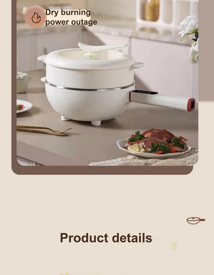 4.5L Multifunctional Electric Frying Pot Smart Electric Cooker Non-stick Frying Pot Large Capacity Electric Hot Pot 1350W - Vogue Vista UK