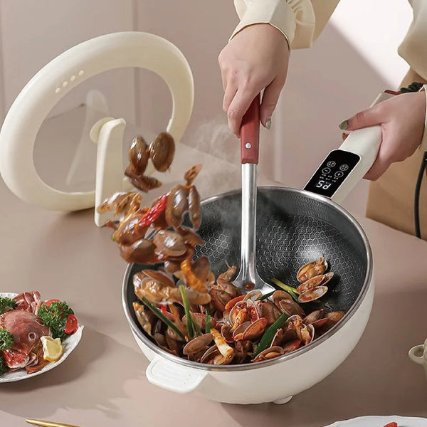 4.5L Multifunctional Electric Frying Pot Smart Electric Cooker Non-stick Frying Pot Large Capacity Electric Hot Pot 1350W - Vogue Vista UK
